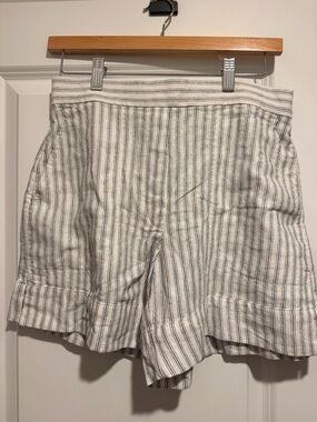 Banana Republic White Shorts with Navy Stripes